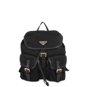 Prada Triangle Logo Backpack Nylon Leather Sac